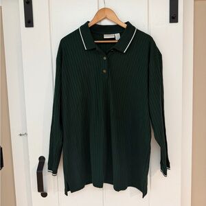 Liz Claiborne Dark Green Polo Top